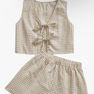 Plaid Set in Cream and Tan